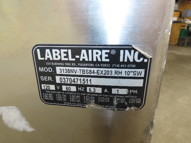 Label Aire 3138NV High Speed Label Applicator 120V Air Blow 3" Wide