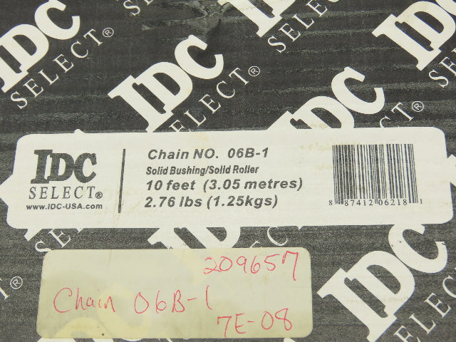 IDC 06B-1 .38 Inch Pitch Premier Standard Roller Chain 10Ft Length Lot of 2