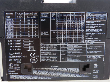 Moeller PKZM4-40 XTPR040DC1 Manual Motor Starter 40A 30Hp 600VAC 3Ph