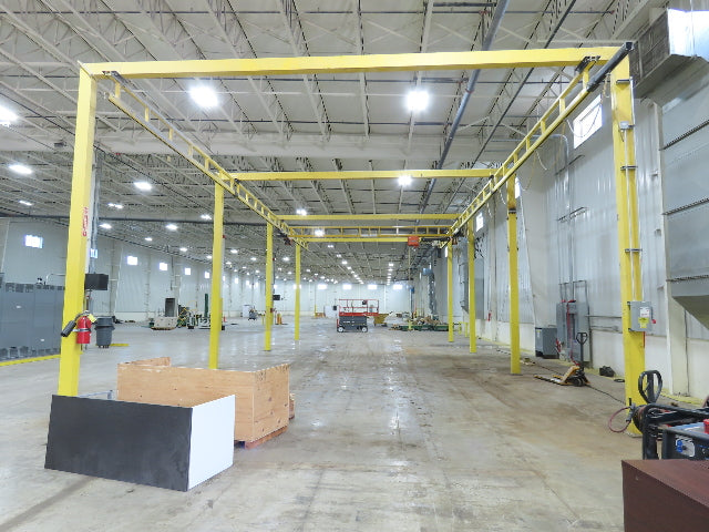 CraneVeyor 2 Ton Free Standing Bridge Crane 23' 8" Span 60' Runway 15' 4" HUB