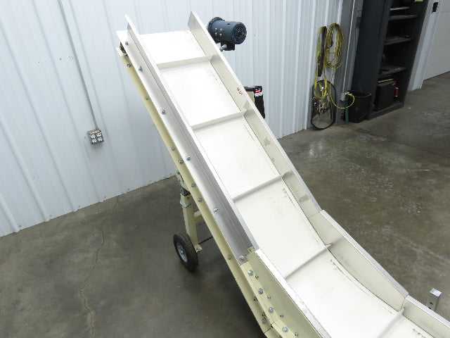 Plastic Process Portable Incline Conveyor 18"Cleated Belt 0-112FPM Variable 115V