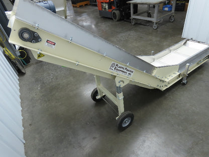 Plastic Process Portable Incline Conveyor 18"Cleated Belt 0-112FPM Variable 115V