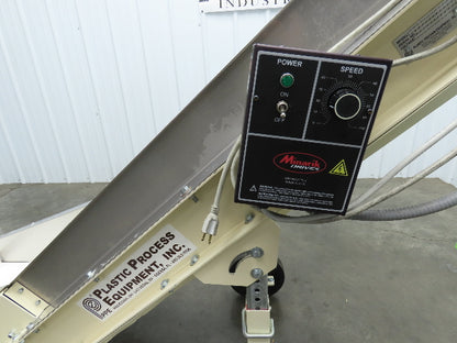 Plastic Process Portable Incline Conveyor 18"Cleated Belt 0-112FPM Variable 115V