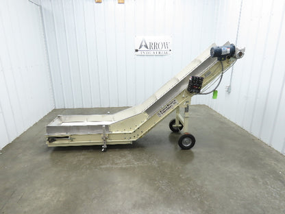 Plastic Process Portable Incline Conveyor 18"Cleated Belt 0-112FPM Variable 115V