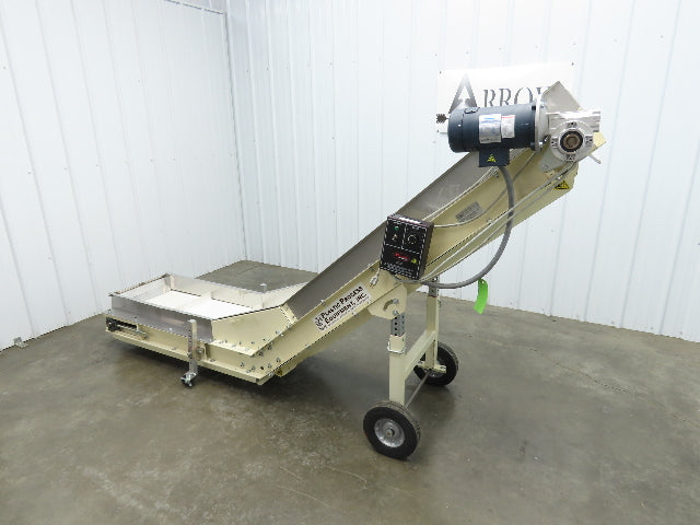 Plastic Process Portable Incline Conveyor 18"Cleated Belt 0-112FPM Variable 115V