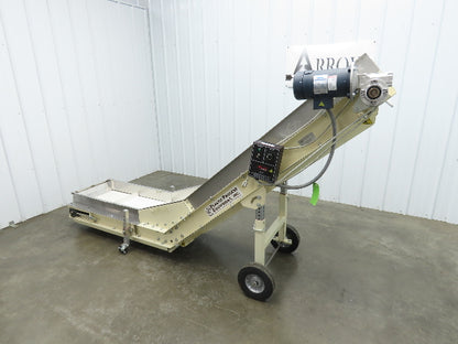 Plastic Process Portable Incline Conveyor 18"Cleated Belt 0-112FPM Variable 115V