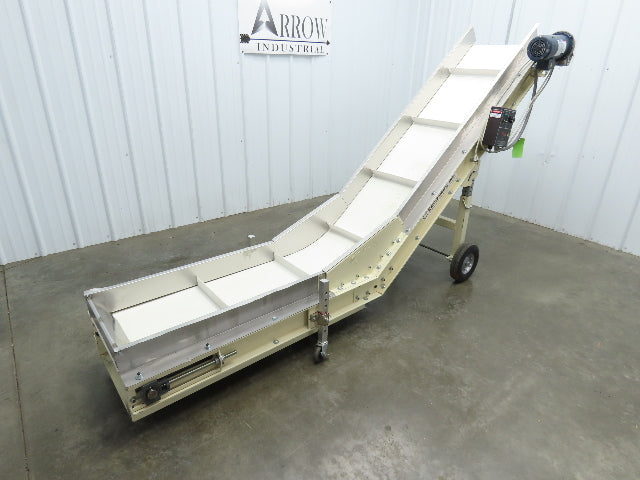 Plastic Process Portable Incline Conveyor 18"Cleated Belt 0-112FPM Variable 115V