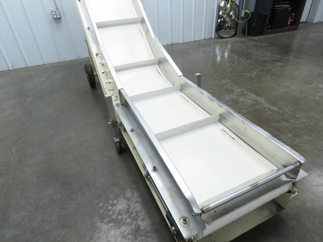Plastic Process Portable Incline Conveyor 18"Cleated Belt 0-112FPM Variable 115V