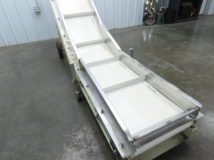 Plastic Process Portable Incline Conveyor 18"Cleated Belt 0-112FPM Variable 115V