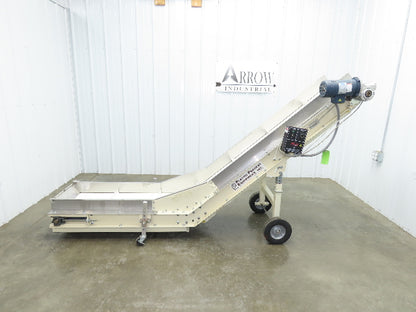 Plastic Process Portable Incline Conveyor 18"Cleated Belt 0-112FPM Variable 115V