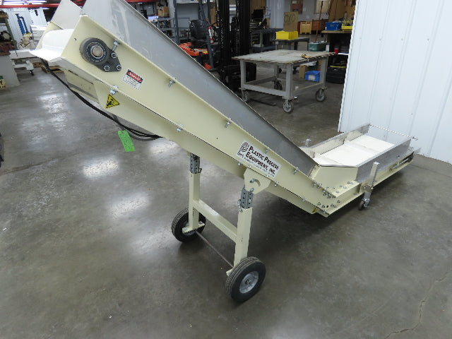 Plastic Process Portable Incline Conveyor 18"Cleated Belt 0-112FPM Variable 115V