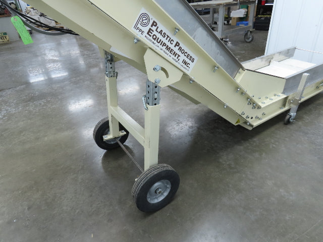 Plastic Process Portable Incline Conveyor 18"Cleated Belt 0-112FPM Variable 115V