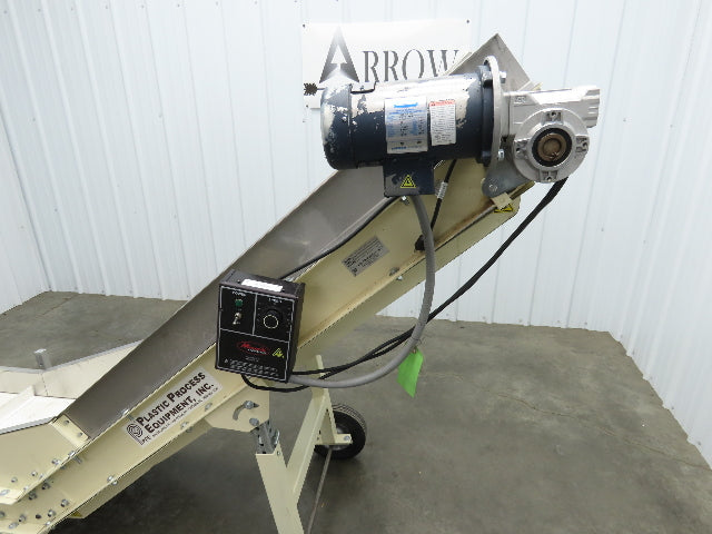 Plastic Process Portable Incline Conveyor 18"Cleated Belt 0-112FPM Variable 115V