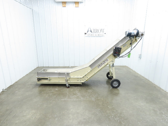 Plastic Process Portable Incline Conveyor 18"Cleated Belt 0-112FPM Variable 115V