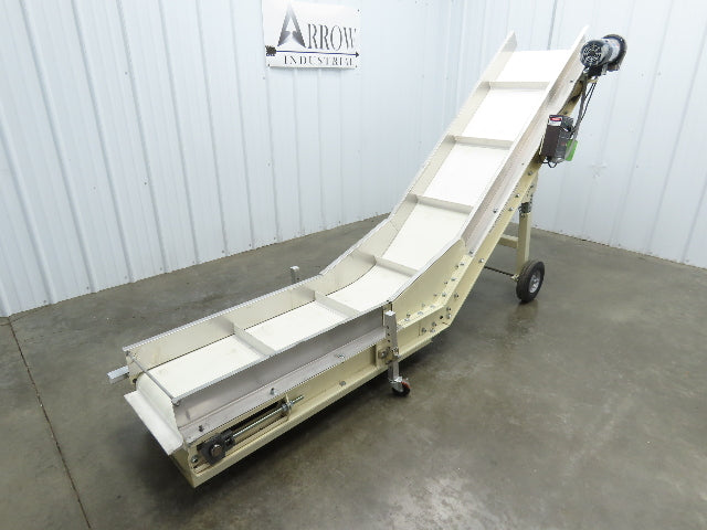 Plastic Process Portable Incline Conveyor 18"Cleated Belt 0-112FPM Variable 115V