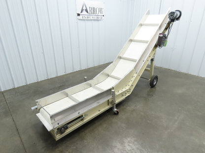 Plastic Process Portable Incline Conveyor 18"Cleated Belt 0-112FPM Variable 115V