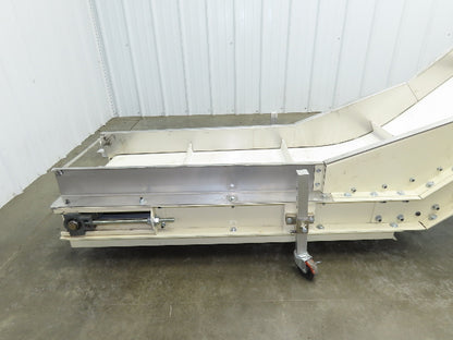 Plastic Process Portable Incline Conveyor 18"Cleated Belt 0-112FPM Variable 115V
