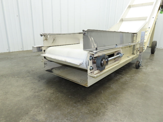 Plastic Process Portable Incline Conveyor 18"Cleated Belt 0-112FPM Variable 115V