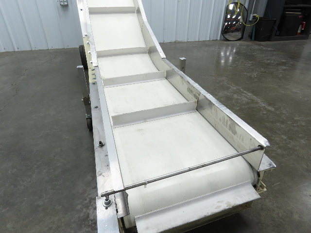 Plastic Process Portable Incline Conveyor 18"Cleated Belt 0-112FPM Variable 115V