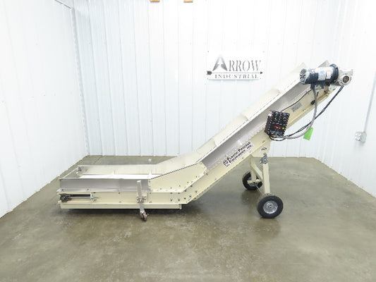 Plastic Process Portable Incline Conveyor 18"Cleated Belt 0-112FPM Variable 115V