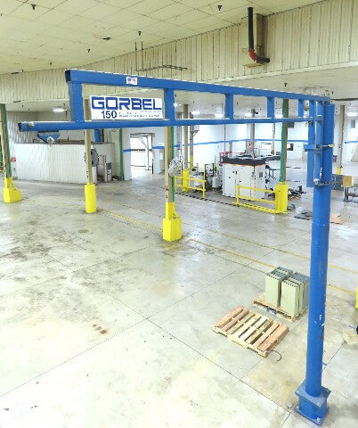 Gorbel 150 Lb Free Standing Work Station Jib Crane 12' Span 13' 10"HUB
