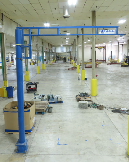 Gorbel 150 Lb Free Standing Work Station Jib Crane 12' Span 13' 10"HUB