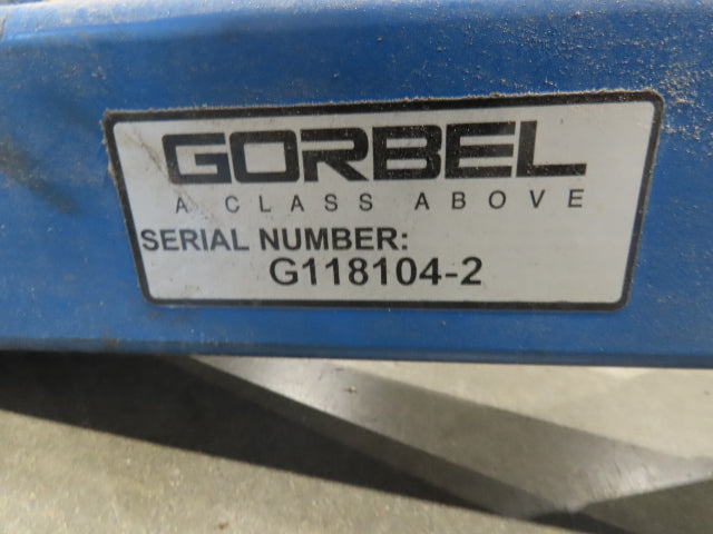Gorbel 150 Lb Free Standing Work Station Jib Crane 16' Span 12' 4"HUB