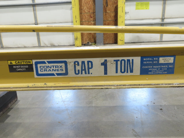 Contrx WMC212 1-Ton 2000Lb Wall Mount Jib Crane 12' Span Top Brace 200° Rotate