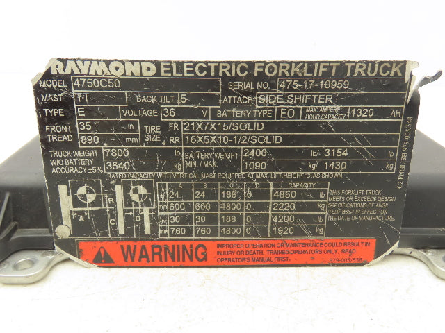 Raymond 979-001-003 Electric Forklift OPS Controller Assembly Off Of 4750C50