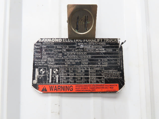 Raymond Electric Forklift Steering Column Shroud Cover W/Key Off 4750C50