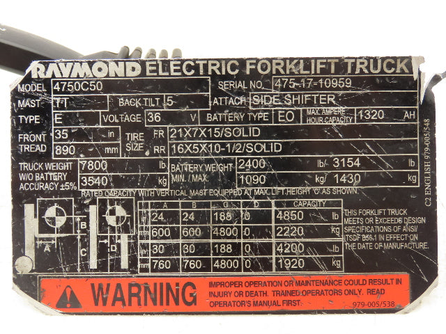 Raymond Electric Forklift Forward & Reverse Selector Gear Switch Off Of 4750C50