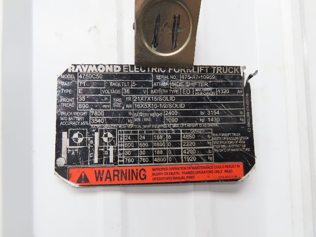 Raymond Electric Forklift Steering Wheel With Column Removed From 4750C50