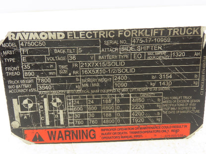 Raymond Electric Forklift Parking Brake Release Lever & Cable Off 4750C50