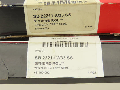 McGill SB22211 W33 SS SPHERE-ROL Roller Bearing 55mm ID 100mm OD 25mm W Lot of 2
