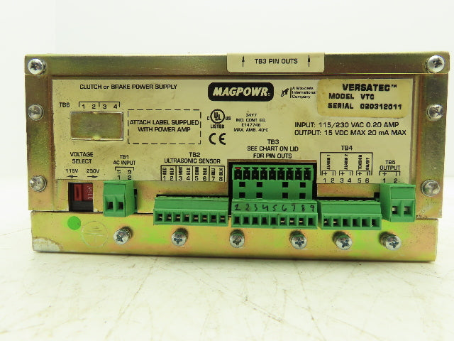 Versatec VTC Magpowr Web Tension Control Module Control Box 120V