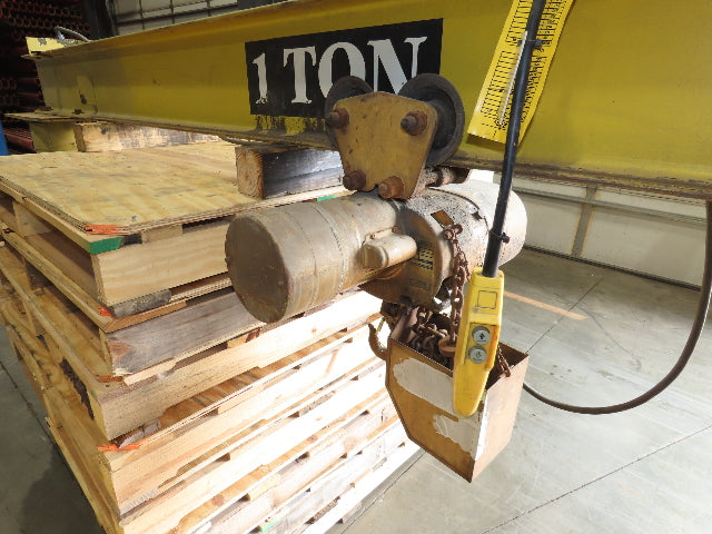 1 Ton 2000Lb Free Standing Jib Crane 10' 6" Span 9' 2"HUB Budgit Hoist 8FPM