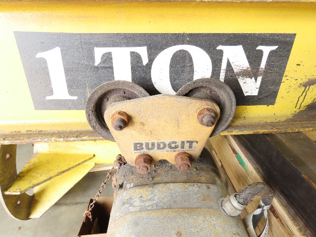 1 Ton 2000Lb Free Standing Jib Crane 10' 6" Span 9' 2"HUB Budgit Hoist 8FPM