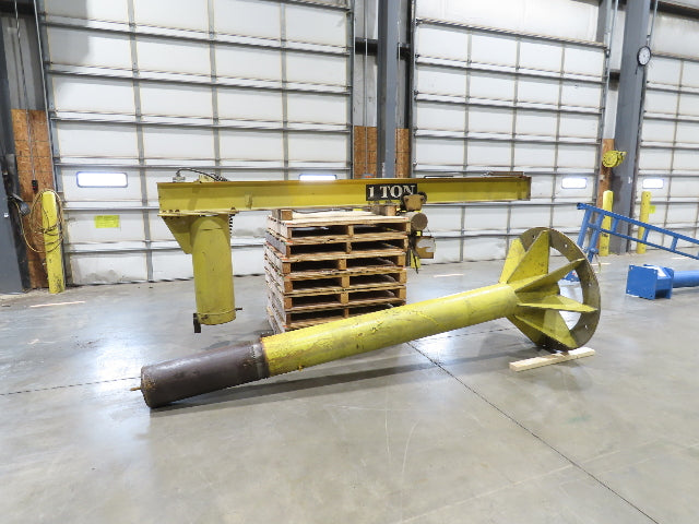 1 Ton 2000Lb Free Standing Jib Crane 10' 6" Span 9' 2"HUB Budgit Hoist 8FPM