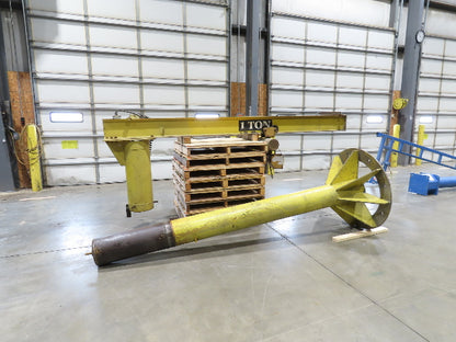 1 Ton 2000Lb Free Standing Jib Crane 10' 6" Span 9' 2"HUB Budgit Hoist 8FPM