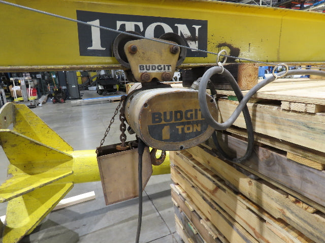 1 Ton 2000Lb Free Standing Jib Crane 10' 6" Span 9' 2"HUB Budgit Hoist 8FPM
