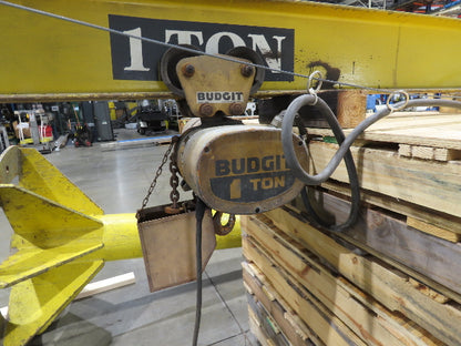 1 Ton 2000Lb Free Standing Jib Crane 10' 6" Span 9' 2"HUB Budgit Hoist 8FPM