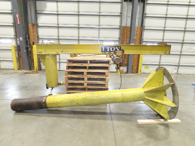 1 Ton 2000Lb Free Standing Jib Crane 10' 6" Span 9' 2"HUB Budgit Hoist 8FPM