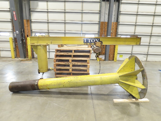 1 Ton 2000Lb Free Standing Jib Crane 10' 6" Span 9' 2"HUB Budgit Hoist 8FPM