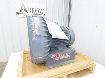 Spencer VB075B-000 Vortex Regenerative Blower 40cfm 1"npt .25Hp 3300rpm 230/460