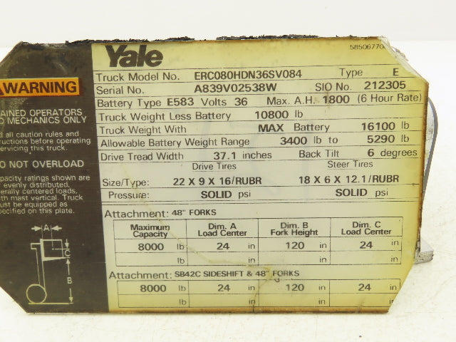 General Electric IC4486CNV4LF Forklift DC/DC Converter 48/12V Off Yale ERC080