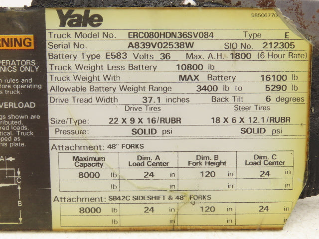 Yale Forklift Throttle Accelerator Pedal Bracket & Potentiometer Off ERC080HD
