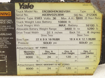 Yale Forklift Throttle Accelerator Pedal Bracket & Potentiometer Off ERC080HD