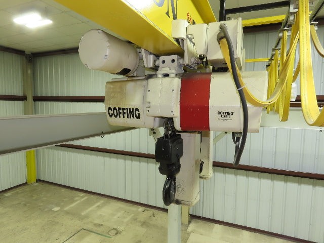 Brehob 3 Ton Top Running 4-Post Bridge Crane 2 Hoists 16' 10" Span 18' Run 12'H