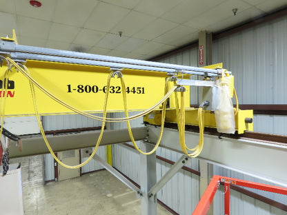 Brehob 3 Ton Top Running 4-Post Bridge Crane 2 Hoists 16' 10" Span 18' Run 12'H