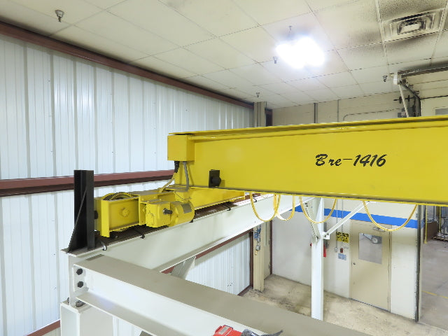Brehob 3 Ton Top Running 4-Post Bridge Crane 2 Hoists 16' 10" Span 18' Run 12'H
